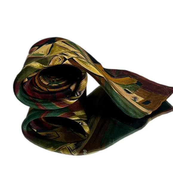 Oscar de la Renta neckwear abstract black red 100% silk tie necktie made in USA - Picture 3 of 10